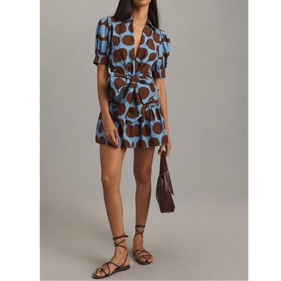 NWOT | FARM Rio Short-Sleeve Bow-Front Mini Dress | Size L - Picture 1 of 5